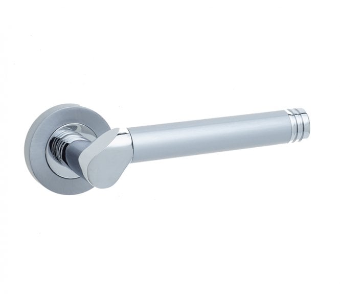 Frelan JV765 Octavia Door Handle On Rose - Satin Chrome/Polished Chrome
