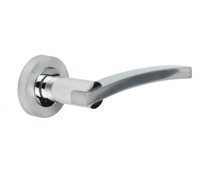 Frelan JV780 Modena Door Handle On Rose - Satin Chrome/Polished Chrome