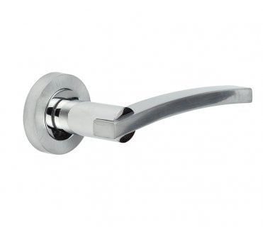 Frelan JV780 Modena Door Handle On Rose - Satin Chrome/Polished Chrome