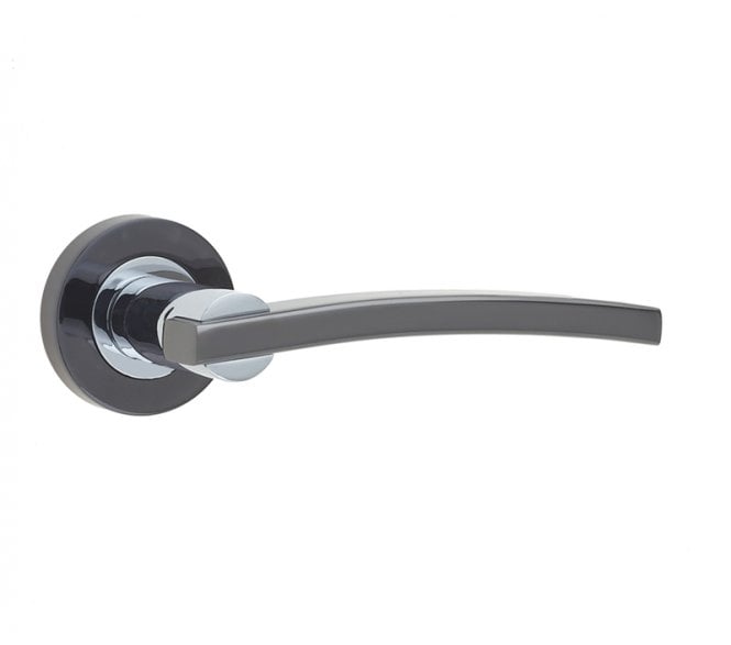 Frelan JV780PCBN Modena Door Handle On Rose - Black Nickel/Polished Chrome