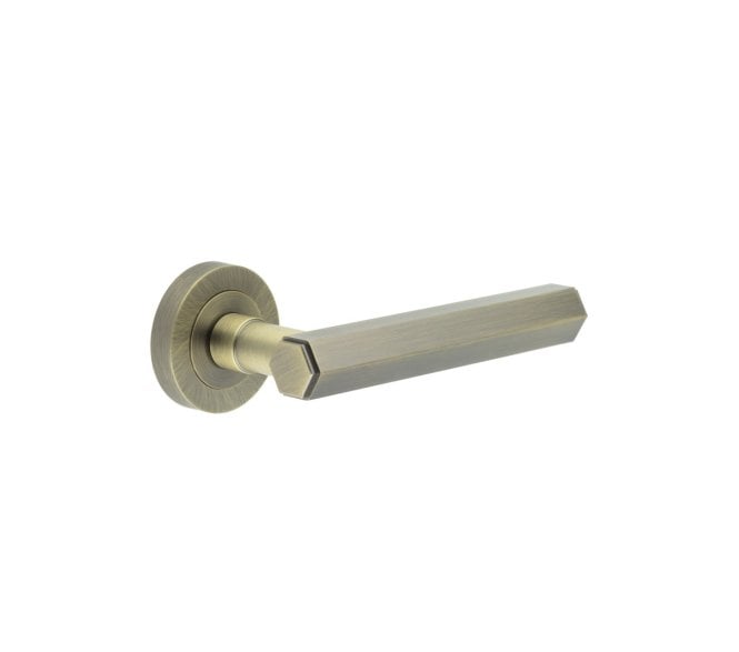 Frelan JV849AB Hex Door Handle On Rose - Antique Brass