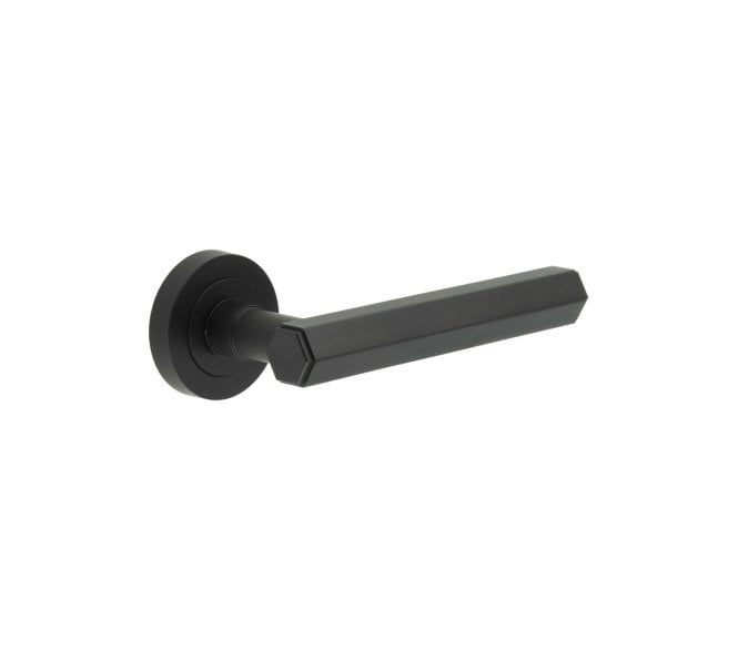 Frelan JV849MB Hex Door Handle On Rose - Matt Black