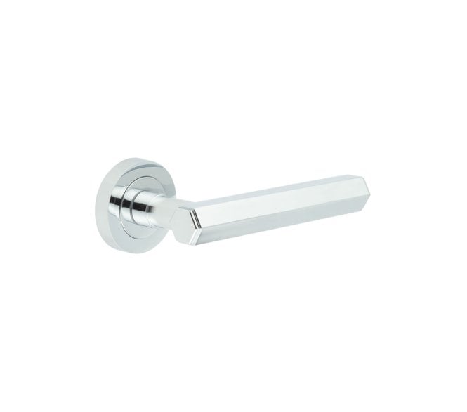 Frelan JV849PC Hex Door Handle On Rose - Polished Chrome