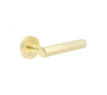 Frelan JV849SB Hex Door Handle On Rose - Satin Brass