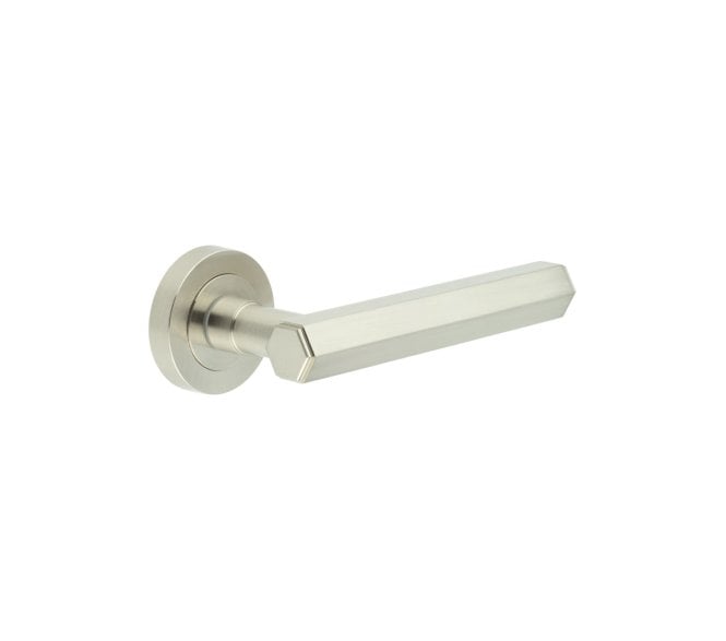 Frelan JV849SN Hex Door Handle On Rose - Satin Nickel