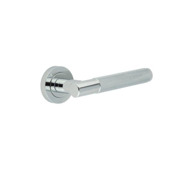 Frelan JV850 Bari Knurled Lever on Rose - Polished Chrome