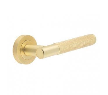 Frelan JV850 Bari Knurled Lever on Rose - Satin Brass