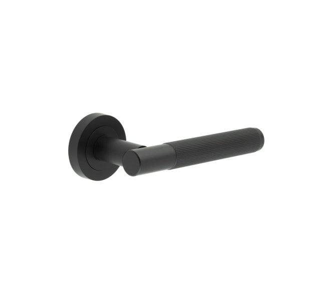 Frelan JV852MB Venice Lined Door Handle On Rose - Matt Black