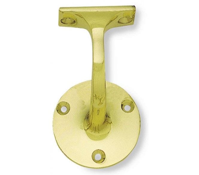 Frelan JV85LPB Handrail bracket - 75mm - Polished Brass