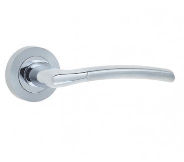 Frelan JV861 Lorenzo Door Handle on Rose - Satin Chrome/Polished Chrome