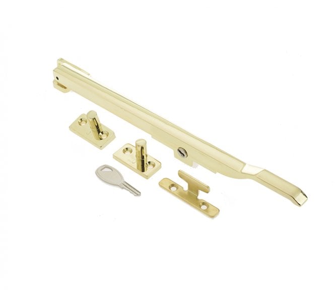 Frelan JW77L Modern Locking Casement Stay 250mm - Polished Brass