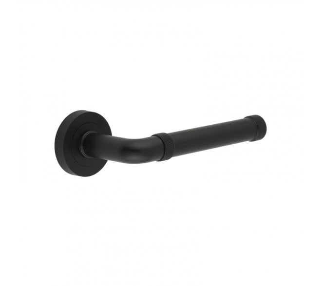 Frelan Midtown Door Handles On Round Rose - Matt Black