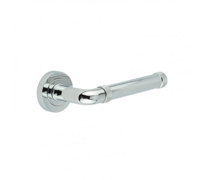 Frelan Midtown Door Handles On Round Rose - Polished Chrome