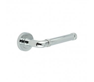 Frelan Midtown Door Handles On Round Rose - Polished Chrome