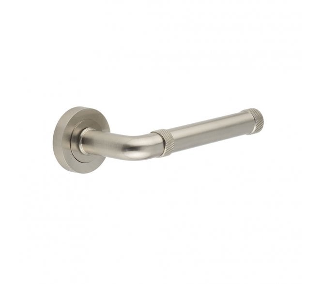 Frelan Midtown Door Handles On Round Rose - Satin Nickel