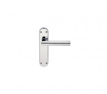 Frelan Mitred Door Handles On Backplate - Satin Chrome/Polished Chrome