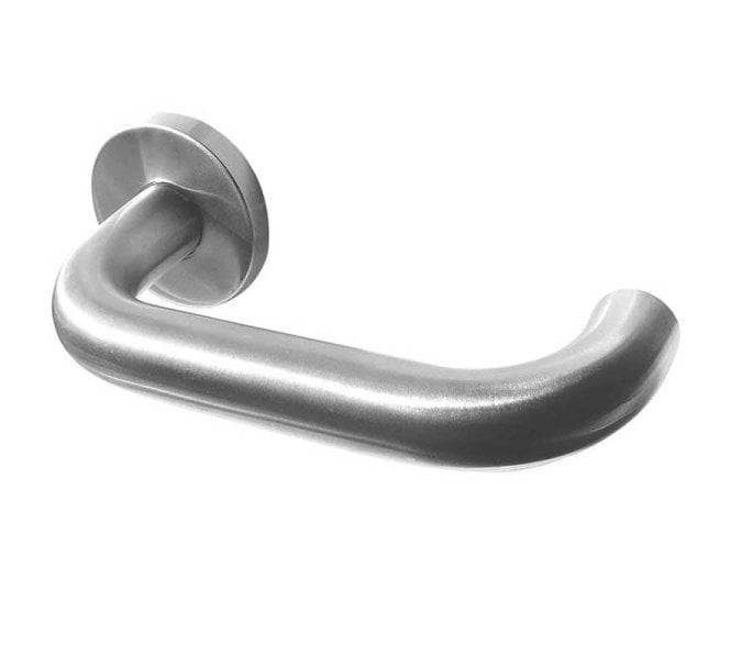 Frelan Orbit JSS01 Door Handles On Rose - Satin Stainless Steel
