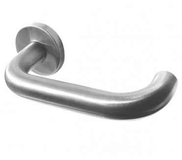 Frelan Orbit JSS01 Door Handles On Rose - Satin Stainless Steel