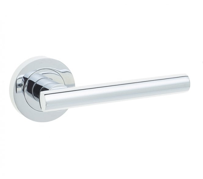 Frelan Petra Door Handle On Rose - Polished Chrome