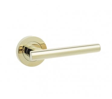 Frelan Petra Door Handle On Rose - PVD Brass