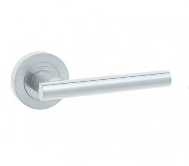 Frelan Petra Door Handle On Rose - Satin Chrome