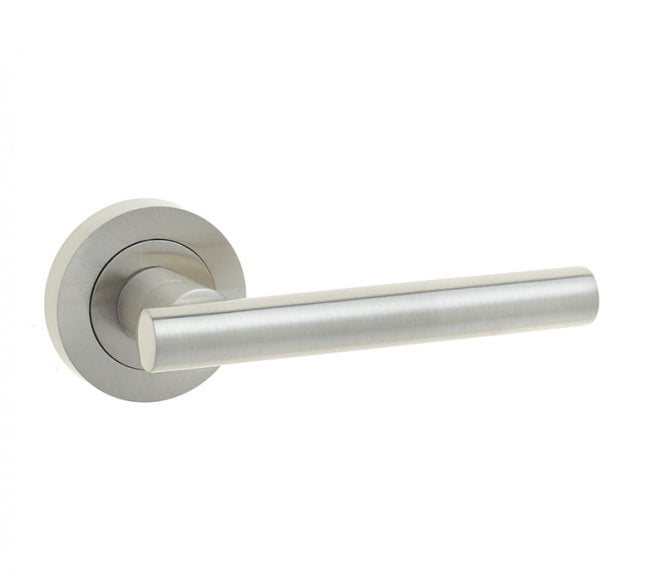 Frelan Petra Door Handle On Rose - Satin Nickel