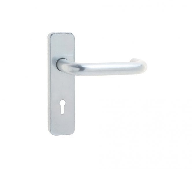 Frelan Return To Door Round Bar Door Handles On Backplate - Satin Anodised Aluminium