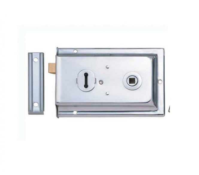 Frelan Rim Lock (Flanged) 150x100mm - Polished Chrome