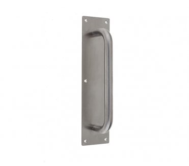 Frelan Stainless Steel 225mm Door Pull Handle on 300mm Plate - Satin Stainless Steel