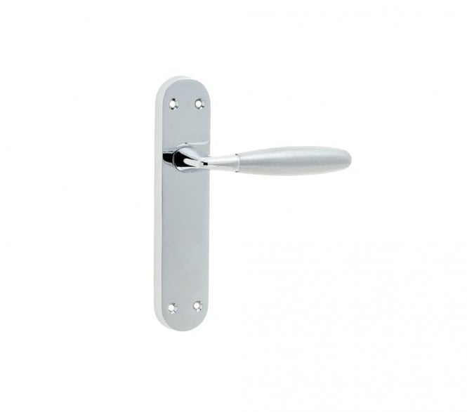 Frelan Stylo Door Handles On Backplate - Satin Chrome/Polished Chrome