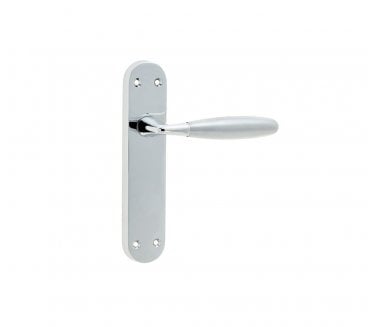 Frelan Stylo Door Handles On Backplate - Satin Chrome/Polished Chrome