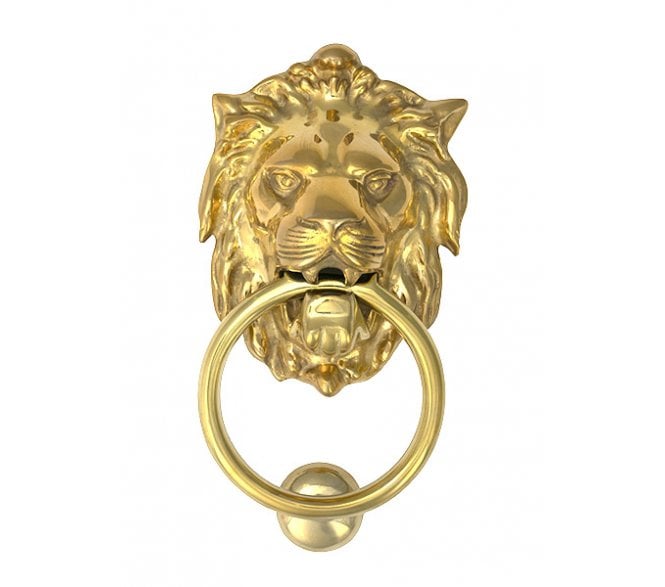 From The Anvil 33020 Lion Head Knocker - Polished Brass