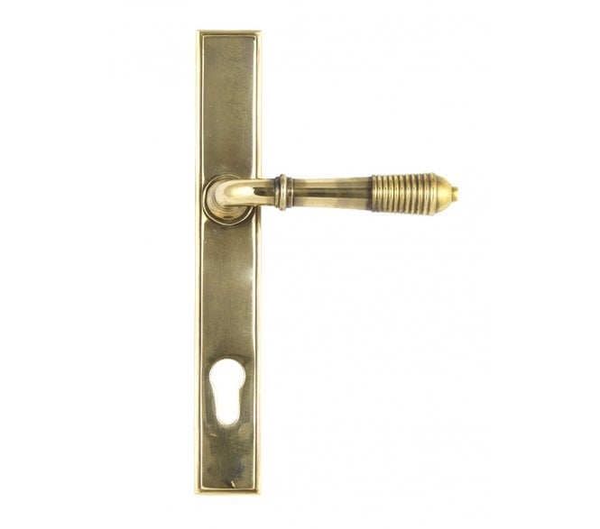 From The Anvil 33039 Reeded Multipoint Slimline  Lock Set - Aged Brass