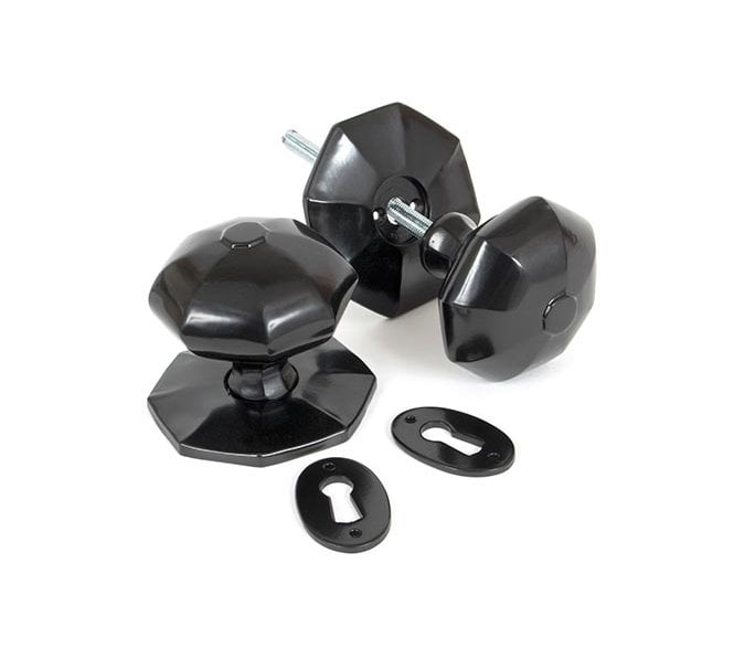 From The Anvil 33065 Large Octagonal Mortice/Rim Knob Set - Black