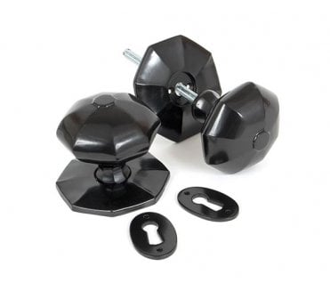 From The Anvil 33065 Large Octagonal Mortice/Rim Knob Set - Black