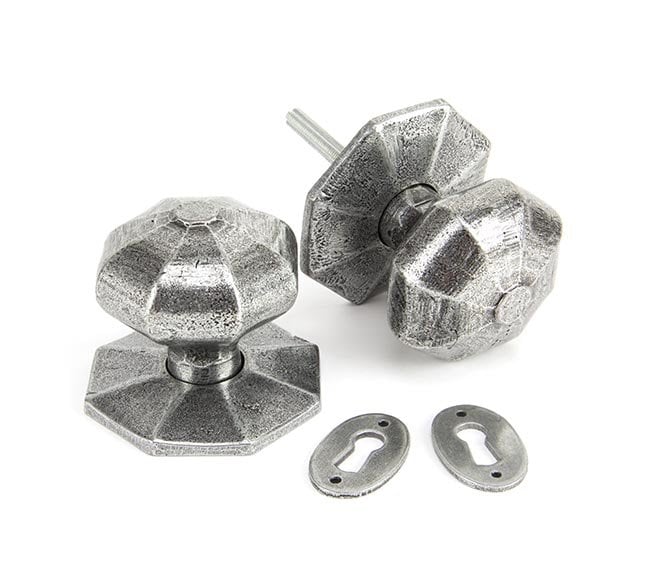 From The Anvil 33066 Large Octagonal Mortice/Rim Knob Set - Pewter