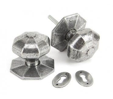 From The Anvil 33066 Large Octagonal Mortice/Rim Knob Set - Pewter