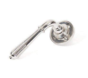 From The Anvil 33086 Reeded Lever Handle On Rose Set - Polished Nickel