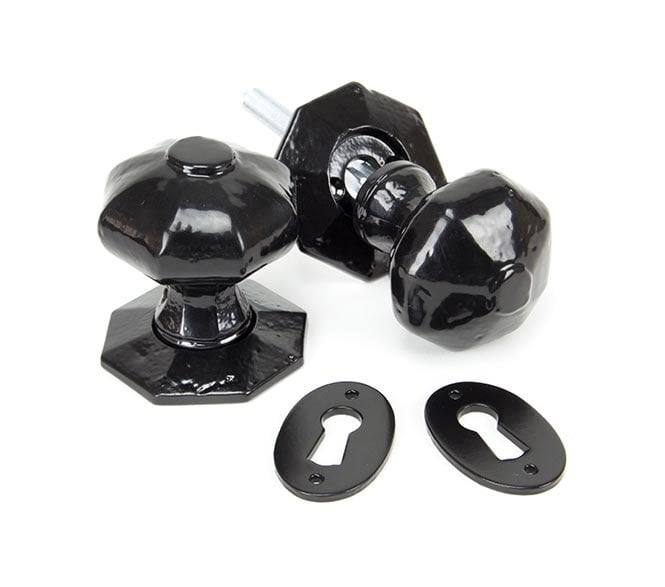 From The Anvil 33250 Octagonal Mortice/Rim Knob Set - Black
