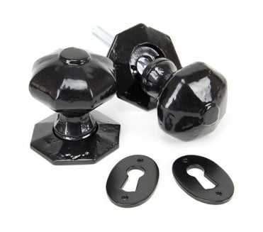From The Anvil 33250 Octagonal Mortice/Rim Knob Set - Black