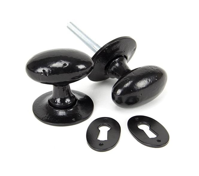 From The Anvil 33251 Oval Mortice/Rim Knob Set - Black