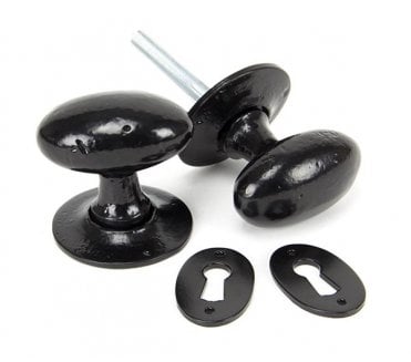 From The Anvil 33251 Oval Mortice/Rim Knob Set - Black