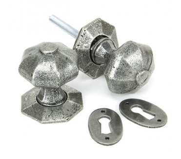 From the Anvil 33643 Octagonal Mortice/Rim Knob Set - Pewter