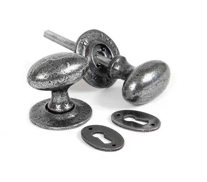 From The Anvil 33644 Oval Mortice/Rim Knob - Pewter