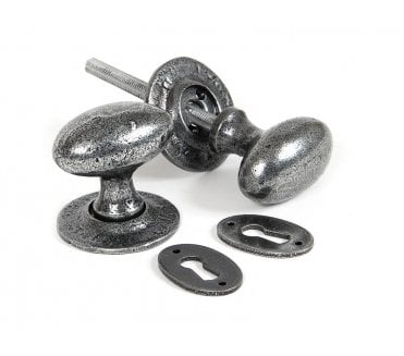 From The Anvil 33644 Oval Mortice/Rim Knob - Pewter