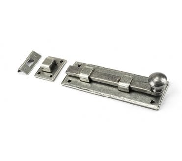 From The Anvil 33723 6 Straight Knob Door Bolt - Pewter