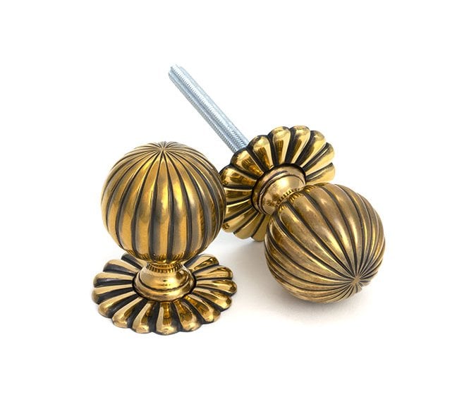 From The Anvil 39010 Flower Mortice/Rim Knob Set - Aged Brass