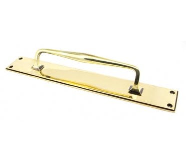 From The Anvil 45374 Art Deco Pull Handle On Backplate 425mm - Aged Brass