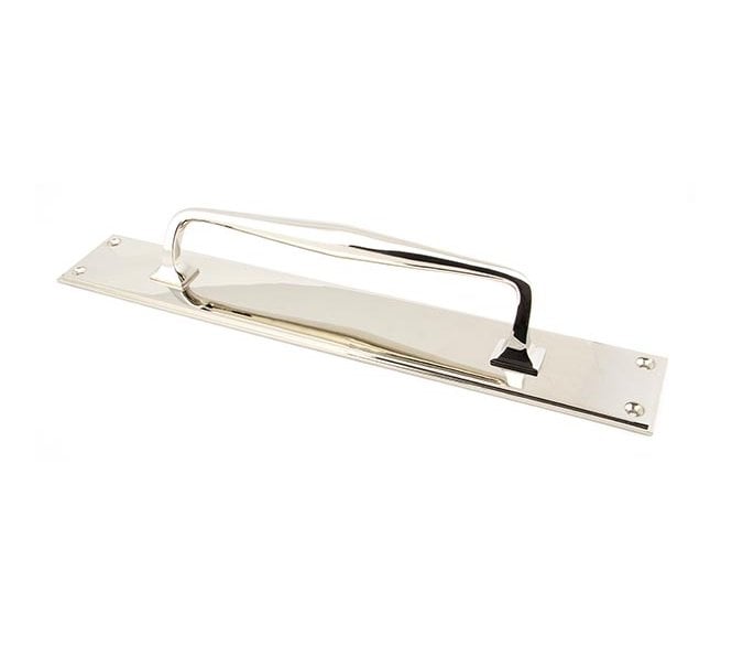 From The Anvil 45376 Art Deco Pull Handle On Backplate 425mm - Polished Nickel