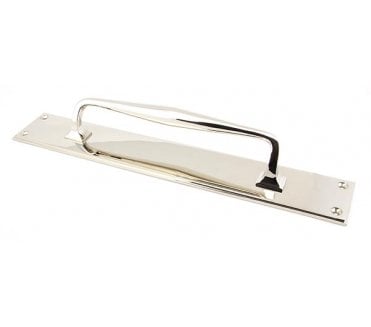 From The Anvil 45376 Art Deco Pull Handle On Backplate 425mm - Polished Nickel